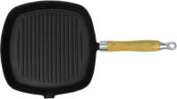 VidaXL Grillpan Met Houten Handvat Gietijzer 20x20 Cm