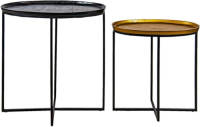 Clayre & Eef Zwarte Bijzettafel (2) 60*38*60 / 50*28*50 Cm 50530