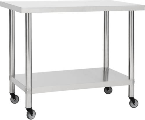 VidaXL Keukenwerktafel Met Wielen 100x45x85 Cm Roestvrij Staal