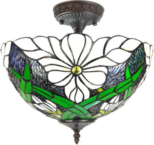 Clayre & Eef Plafondlamp Tiffany Ø 36*35 Cm E27/max 2*60w 5ll-6139