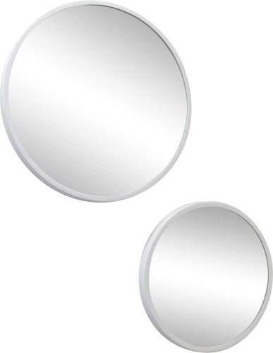 Loft42 Mirror Spiegels Rond Wit Set Van 2 - Metaal - Ø45 & Ø35