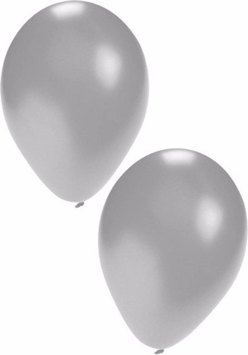 Bellatio Decorations 10x Stuks Zilveren Party Ballonnen 27 Cm - Ballonnen