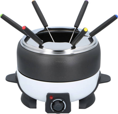 Cuisinier Deluxe Fondueset - 6 Personen - Elektrisch - Rvs - Vleesfondue - Kaasfondue - Chocoladefondue - Zwart Wit