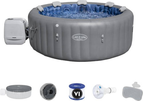 Bestway - Jacuzzi - Lay-z-spa - Santorini Hydrojet Pro - Opblaasbaar - Bubbelbad - Incl. Toebehoren - Ø216cm X 80cm