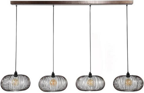 Dimehouse Hanglamp Industrieel Zwart-goud Jill - 4-lichts