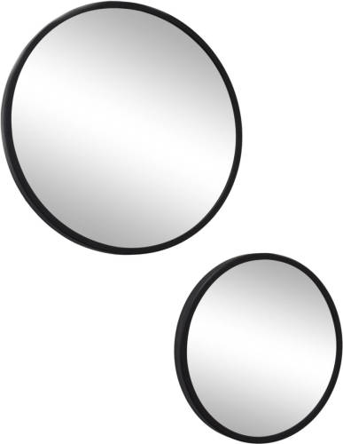 Loft42 Mirror Spiegels Rond Zwart Set Van 2 - Metaal - Ø45 & Ø35