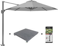 Platinum Voyager Ronde Zweefparasol T1 3 M. - Light Grey + Voet + Hoes