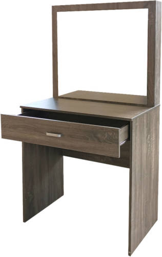 VDD Kaptafel Make Up Visagie Opmaaktafel - Toilettafel - Met Grote Spiegel - Bruin