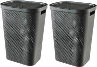 Curver Infinity Recycled Wasmand Met Deksel - 60l - 2 Stuks - Antraciet