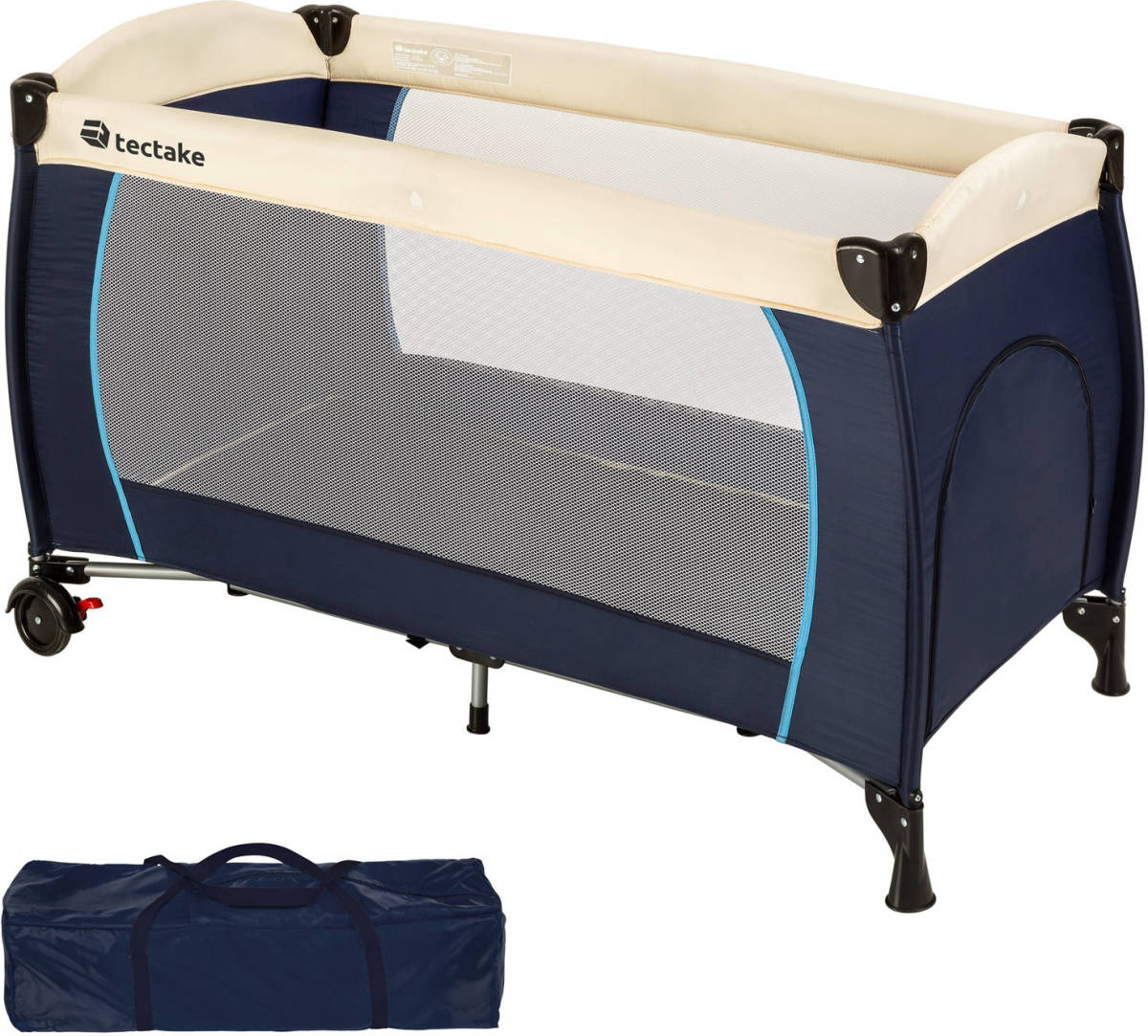 Tectake - Kinder Reisbed Babybed - Blauw - 402416 - 126x65x80 Cm Met Draagtas