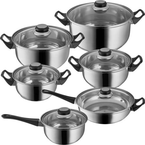 Tectake 12-delige Roestvrijstalen Pannen Kookpotten Koek Set 401247