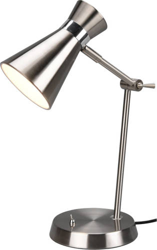 BES LED Led Bureaulamp - Tafelverlichting - Trion Ewomi - E27 Fitting - Rond - Mat Nikkel - Aluminium