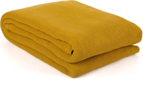Yellow Katoen Bedsprei Plaid Ica - Honey Gold 180x260cm
