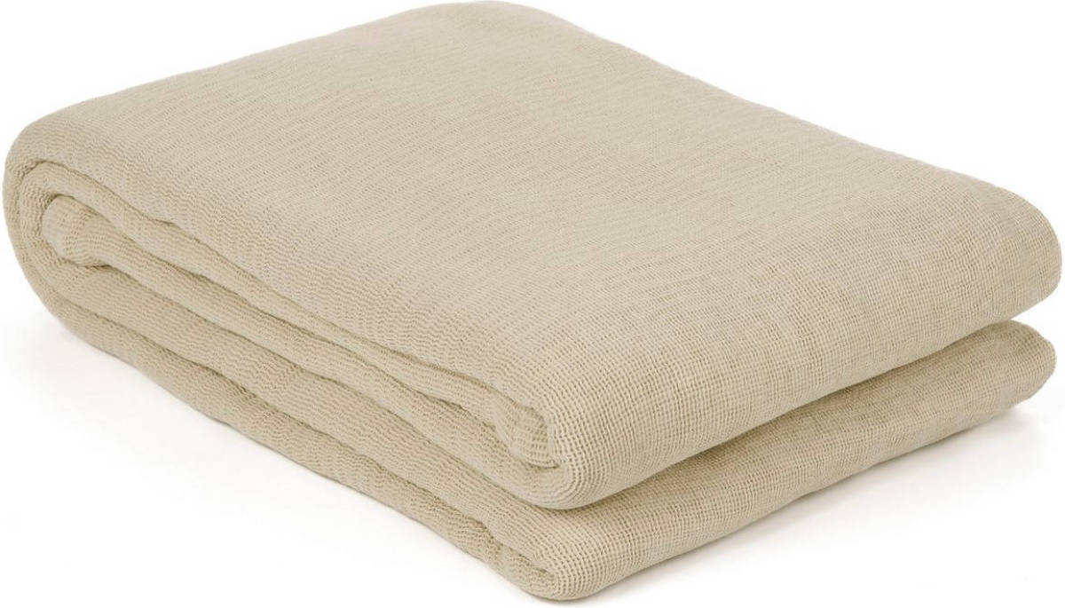 Yellow Katoen Bedsprei Plaid Ica - Moon Sand 180x260cm