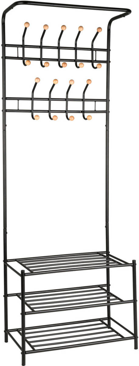 Tectake Garderoberek Met Schoenenrek - 66x187 Cm - Zwart
