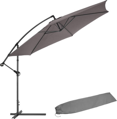 Tectake - Zweefparasol - Ciccio Ø 350cm - Grijs - 403428