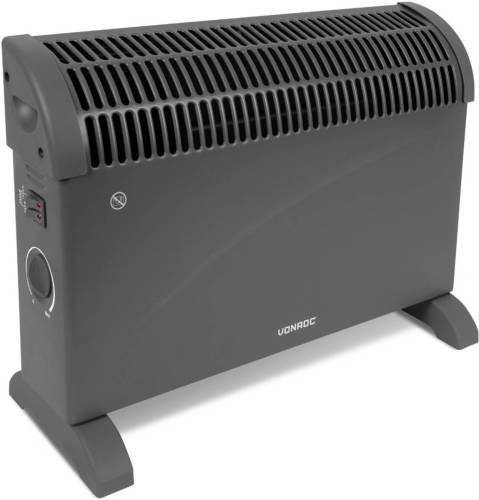 VONROC Convectorkachel - 2000w - Grijs Met Regelbare Thermostaat