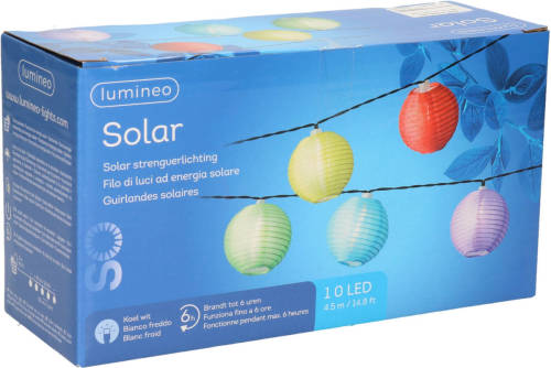 Lumineo Solar Lampion Tuinverlichting/feestverlichting Gekleurd 4.5m - Lichtsnoeren
