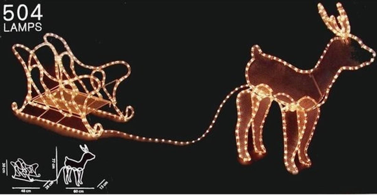 Nampook Kerstrendier Met Slee - Kerstverlichting - 60 X 28 X 77 Cm