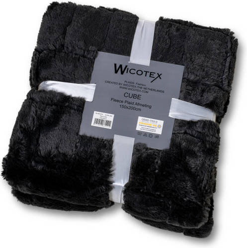 Wicotex Plaid-deken-fleece Plaid Jacquard Cube Donker Grijs 150x200cm Polyester-zacht En Warme Fleece Deken.