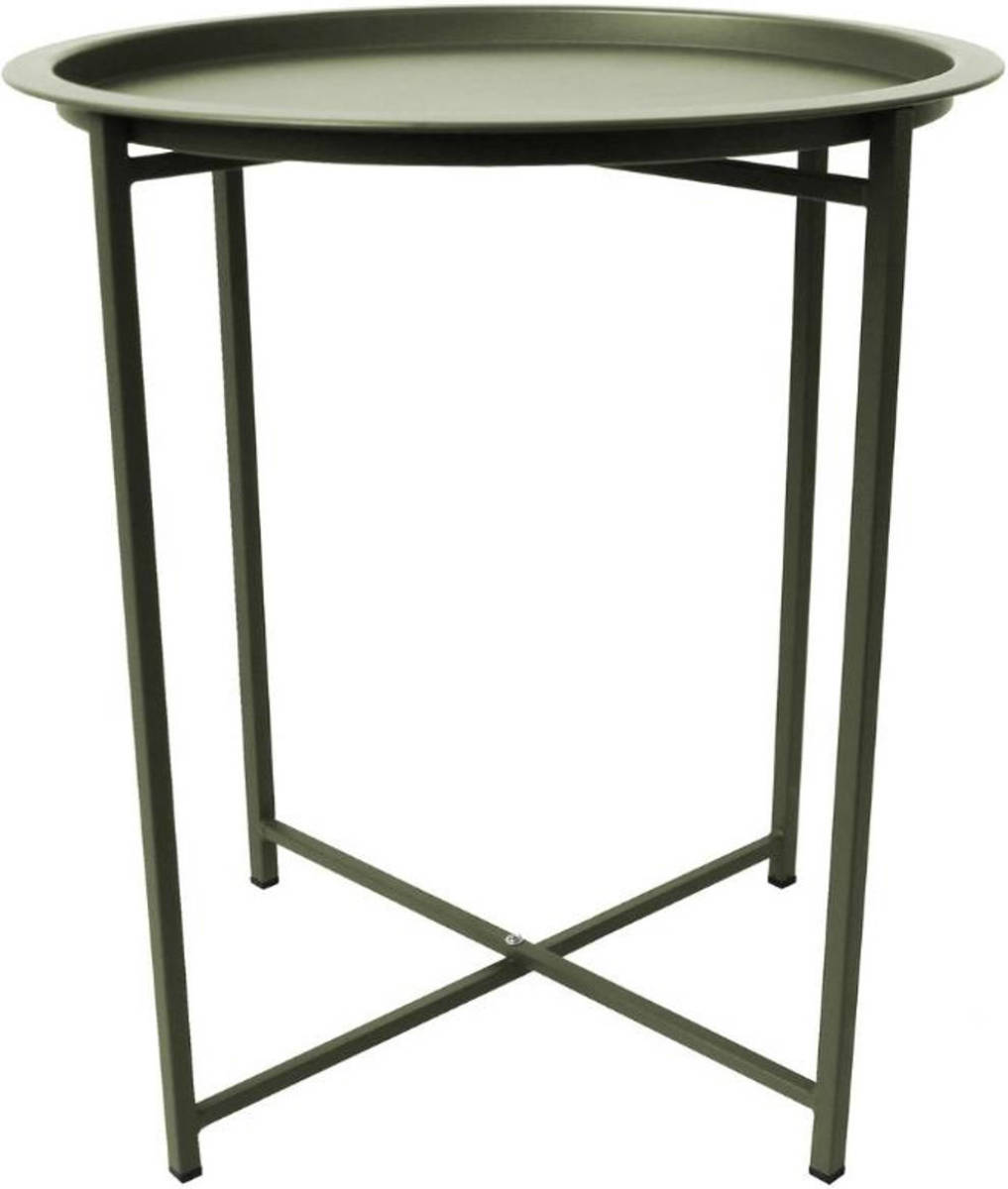 Orange85 Bijzettafel - Salontafel - Rond - Buiten - Mat Groen - 46x46x52 Cm - Staal