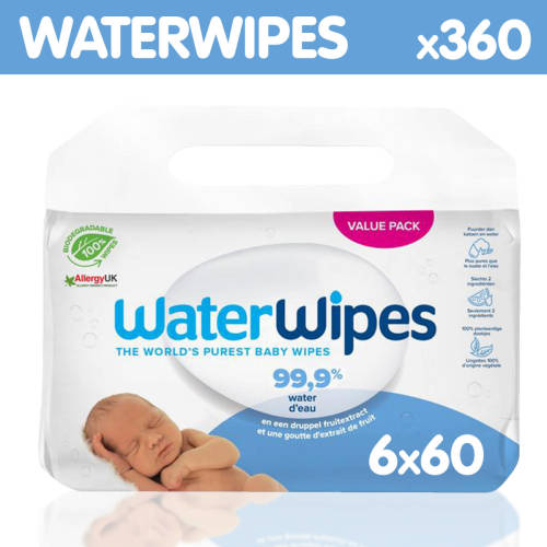 WaterWipes - Billendoekjes - Gevoelige Huid - 6 X 60 Stuks - Plasticvrij