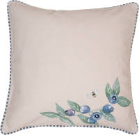 Clayre & Eef Sierkussen 40*40 Cm Beige Katoen Bosbessen Sierkussenhoes Kussen Hoes Beige Sierkussenhoes Kussen Hoes