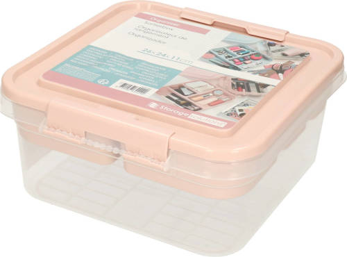 Excellent Houseware Multifunctionele Opberg/sorteer Naaigaren/verband/hobby Box/doos Roze 26 X 24 X 11 Cm - Gereedschap Opbergbox