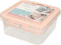 Excellent Houseware Multifunctionele Opberg/sorteer Naaigaren/verband/hobby Box/doos Roze 26 X 24 X 11 Cm - Gereedschap Opbergbox