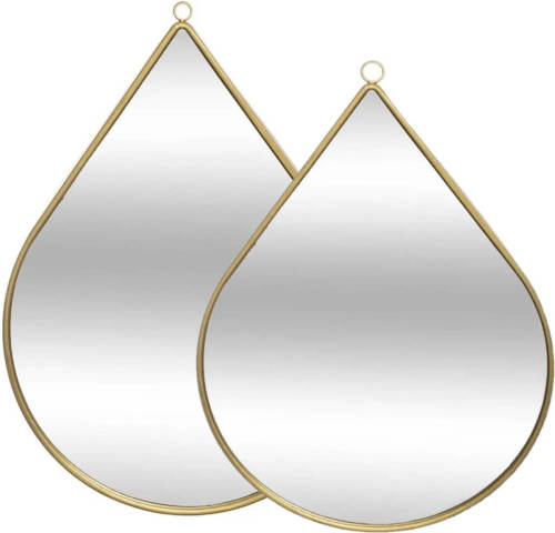 Atmosphera Set Van 2x Spiegels/wandspiegels Druppel Metaal Goud - Spiegels