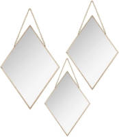Atmosphera Set Van 3x Spiegels/wandspiegels Ruit Metaal Goud Met Ketting - Spiegels