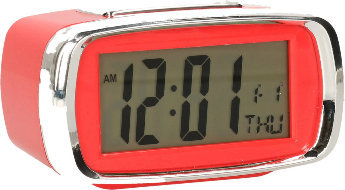 Excellent Houseware Digitale Wekker/alarm Klok 12 X 8 X 10 Cm Rood - Wekkers