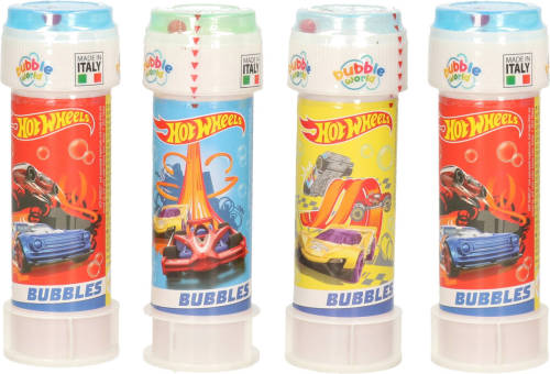 4x Hot Wheels Race Autos Bellenblaas Flesjes Met Bal Spelletje In Dop 60 Ml Voor Kinderen - Bellenblaas