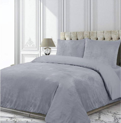 Velvet Dreams - Dekbedovertrek - Zilver Grijs - 140x200/220 + 1 Kussensloop 60x70 Cm (1-pers)