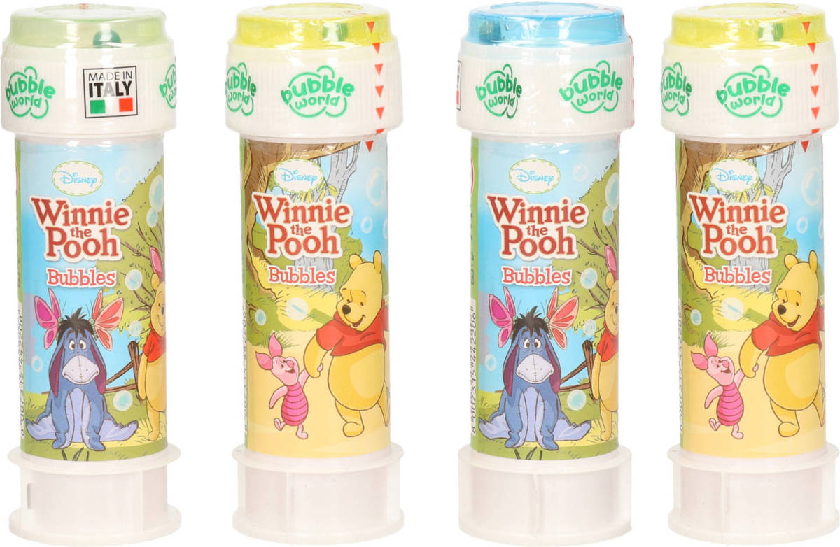 Disney 4x Winnie De Poeh Bellenblaas Flesjes Met Bal Spelletje In Dop 60 Ml Voor Kinderen - Bellenblaas