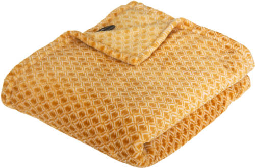 CASA DI ELTURO Flanellen Fleece Plaid Honey Oker Geel - L 125 X 150 Cm