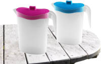 Hega Hogar 2x Stuks Waterkan/sapkan/limonadekan Karaf Deksel 1.5 Liter Kunststof Roze/blauw - Schenkkannen