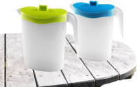 Hega Hogar 2x Stuks Waterkan/sapkan/limonadekan Karaf Deksel 1.5 Liter Kunststof Groen/blauw - Schenkkannen