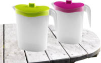 Hega Hogar 2x Stuks Waterkan/sapkan/limonadekan Karaf Deksel 1.5 Liter Kunststof Groen/roze - Schenkkannen