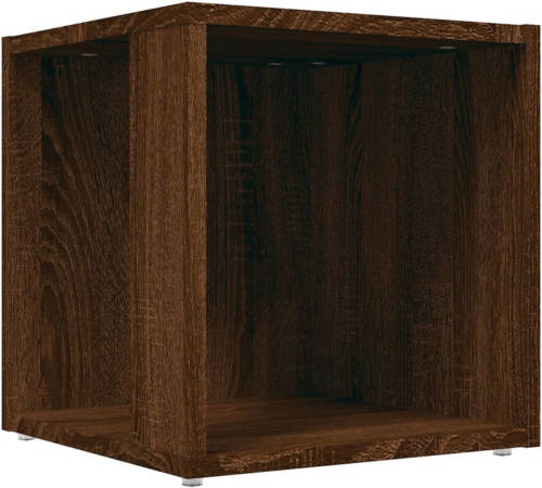 VidaXL Bijzettafel 33x33x34,5 Cm Bewerkt Hout Bruineikenkleurig