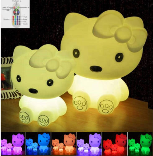 VDD Nachtlamp Tafellamp Kitty Poes - Oplaadbaar Met Afstandbediening - 16 Kleuren - 30 Cm Hoog