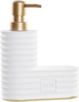 CASA DI ELTURO Zeep Pompje/dispenser Met Beker & Sponsje - Wit/goud