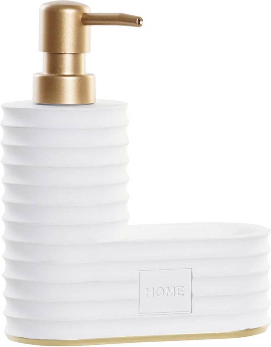 CASA DI ELTURO Zeep Pompje/dispenser Met Beker & Sponsje - Wit/goud