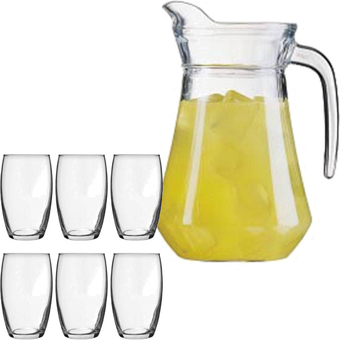 Luminarc Schenkkan/waterkan Van Glas 1.6 Liter Met 6x Waterglazen Van 360 Ml - Schenkkannen
