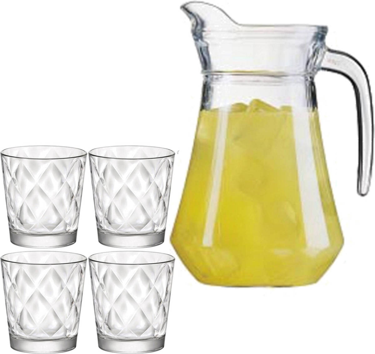 Luminarc Schenkkan/waterkan Van Glas 1.6 Liter Met 6x Waterglazen Van 240 Ml - Schenkkannen