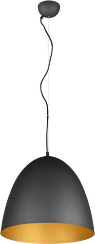 BES LED Led Hanglamp - Hangverlichting - Trion Lopez Xl - E27 Fitting - 1-lichts - Rond - Mat Zwart/goud - Aluminium