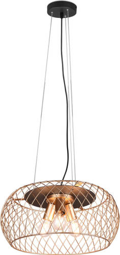 BES LED Led Hanglamp - Hangverlichting - Trion Tymon - E27 Fitting - 3-lichts - Rond - Mat Zwart/goud - Aluminium