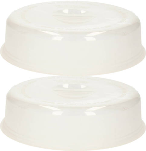Forte Plastics Multipak Van 2x Stuks Magnetrondeksel/afdekschalen Voor Eten 26 Cm Transparant - Magnetrondeksel