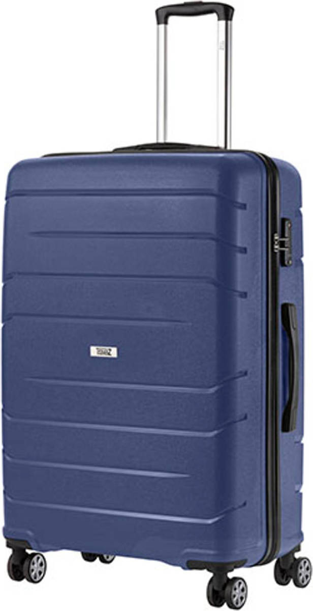 TravelZ Big Bars Reiskoffer 78 Cm Met Dubbele Wielen Trolley Koffer Met Tsa-slot Blauw