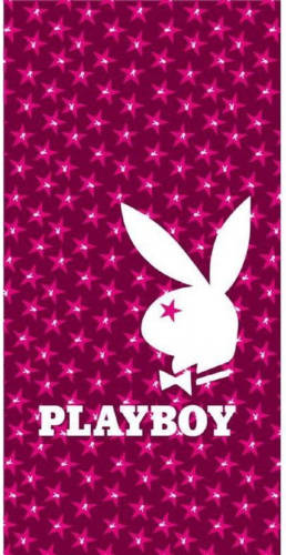 Strandlaken Katoen Playboy Star 75x150cm - Fuchsia